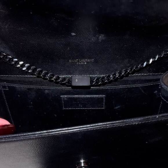 SAINT LAURENT Grain De Poudre Medium Classic Monogram Kate Satchel Black - Picture 5 of 5